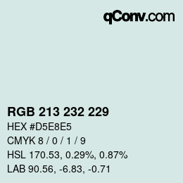 カラーコード: RGB 213 232 229 | qconv.com