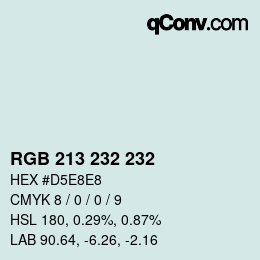 Color code: RGB 213 232 232 | qconv.com