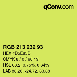 Color code: RGB 213 232 93 | qconv.com