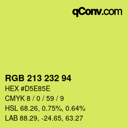 Color code: RGB 213 232 94 | qconv.com