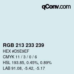 Color code: RGB 213 233 239 | qconv.com