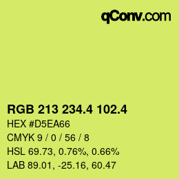 カラーコード: RGB 213 234.4 102.4 | qconv.com