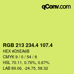カラーコード: RGB 213 234.4 107.4 | qconv.com