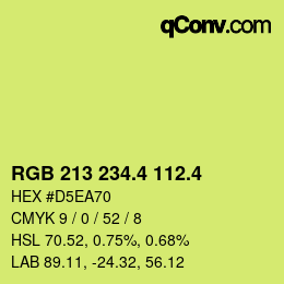カラーコード: RGB 213 234.4 112.4 | qconv.com