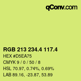 カラーコード: RGB 213 234.4 117.4 | qconv.com