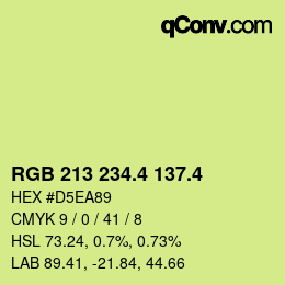 カラーコード: RGB 213 234.4 137.4 | qconv.com