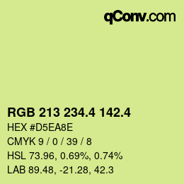 カラーコード: RGB 213 234.4 142.4 | qconv.com