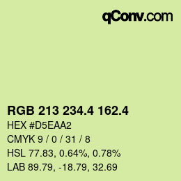 カラーコード: RGB 213 234.4 162.4 | qconv.com