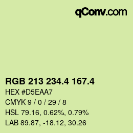 カラーコード: RGB 213 234.4 167.4 | qconv.com