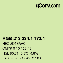カラーコード: RGB 213 234.4 172.4 | qconv.com