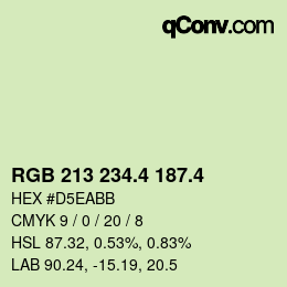 カラーコード: RGB 213 234.4 187.4 | qconv.com