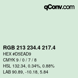 カラーコード: RGB 213 234.4 217.4 | qconv.com