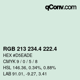 カラーコード: RGB 213 234.4 222.4 | qconv.com