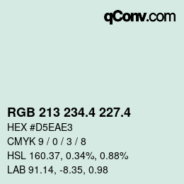 カラーコード: RGB 213 234.4 227.4 | qconv.com