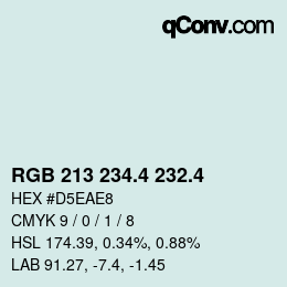カラーコード: RGB 213 234.4 232.4 | qconv.com
