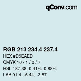 カラーコード: RGB 213 234.4 237.4 | qconv.com