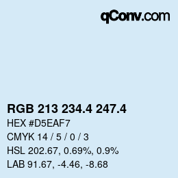 カラーコード: RGB 213 234.4 247.4 | qconv.com