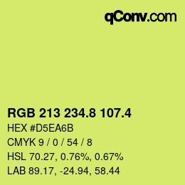 カラーコード: RGB 213 234.8 107.4 | qconv.com