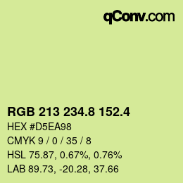 カラーコード: RGB 213 234.8 152.4 | qconv.com