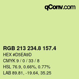 カラーコード: RGB 213 234.8 157.4 | qconv.com