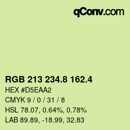 カラーコード: RGB 213 234.8 162.4 | qconv.com