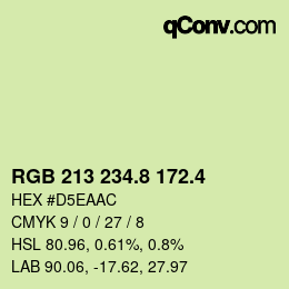 カラーコード: RGB 213 234.8 172.4 | qconv.com