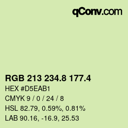 カラーコード: RGB 213 234.8 177.4 | qconv.com