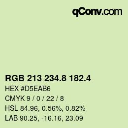 カラーコード: RGB 213 234.8 182.4 | qconv.com