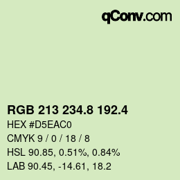 カラーコード: RGB 213 234.8 192.4 | qconv.com