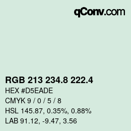 カラーコード: RGB 213 234.8 222.4 | qconv.com