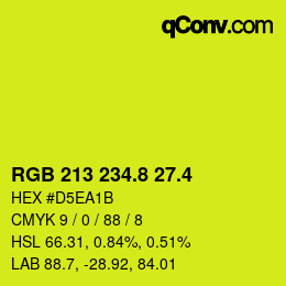 カラーコード: RGB 213 234.8 27.4 | qconv.com