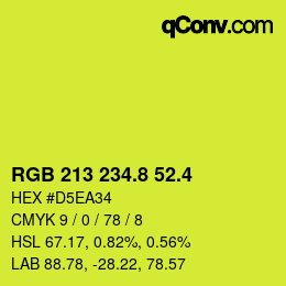 カラーコード: RGB 213 234.8 52.4 | qconv.com