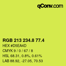 カラーコード: RGB 213 234.8 77.4 | qconv.com
