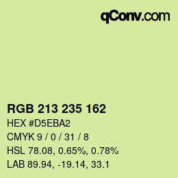 Color code: RGB 213 235 162 | qconv.com