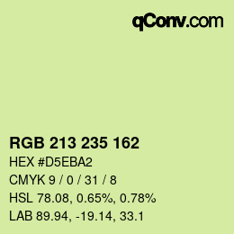 カラーコード: RGB 213 235 162 | qconv.com