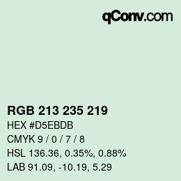 Color code: RGB 213 235 219 | qconv.com