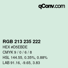 Color code: RGB 213 235 222 | qconv.com