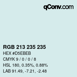 Color code: RGB 213 235 235 | qconv.com