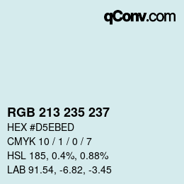 カラーコード: RGB 213 235 237 | qconv.com