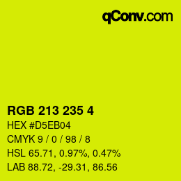 カラーコード: RGB 213 235 4 | qconv.com