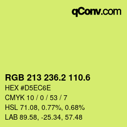 カラーコード: RGB 213 236.2 110.6 | qconv.com