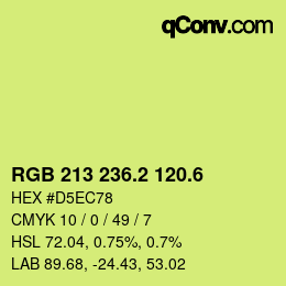 カラーコード: RGB 213 236.2 120.6 | qconv.com