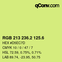 カラーコード: RGB 213 236.2 125.6 | qconv.com