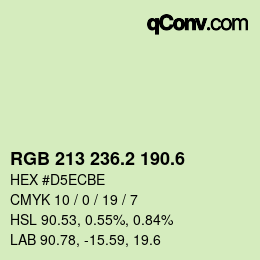 カラーコード: RGB 213 236.2 190.6 | qconv.com