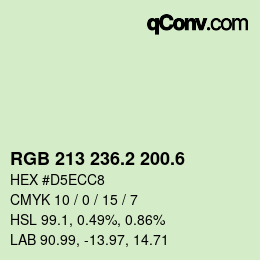 カラーコード: RGB 213 236.2 200.6 | qconv.com