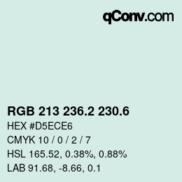 カラーコード: RGB 213 236.2 230.6 | qconv.com