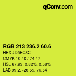 カラーコード: RGB 213 236.2 60.6 | qconv.com