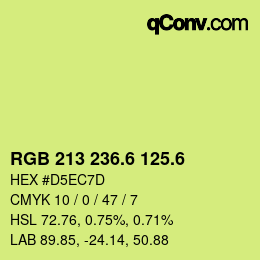 カラーコード: RGB 213 236.6 125.6 | qconv.com