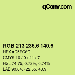 カラーコード: RGB 213 236.6 140.6 | qconv.com