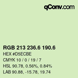 カラーコード: RGB 213 236.6 190.6 | qconv.com